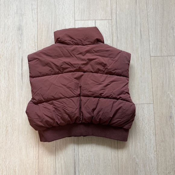Zara | Brown Cropped Puffer Vest - Picture 2 of 4